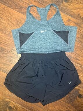 Nike Women's Large Activewear Set: Gray Heathered Tank & Black Tempo Shorts